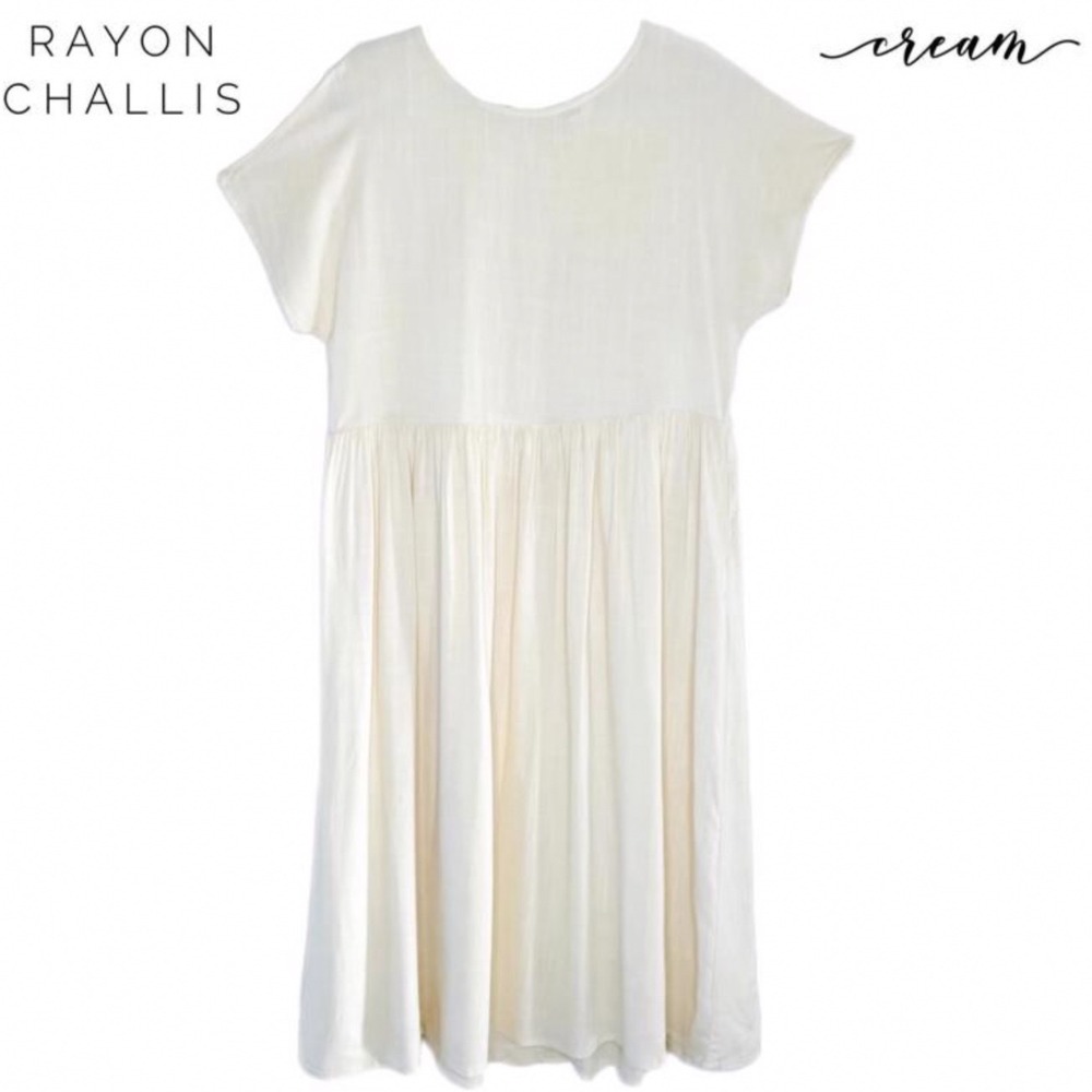 LuLaRoe Womens‎ Lorene Dress Size XL Cream Rayon Challis Short Sleeve NWT
